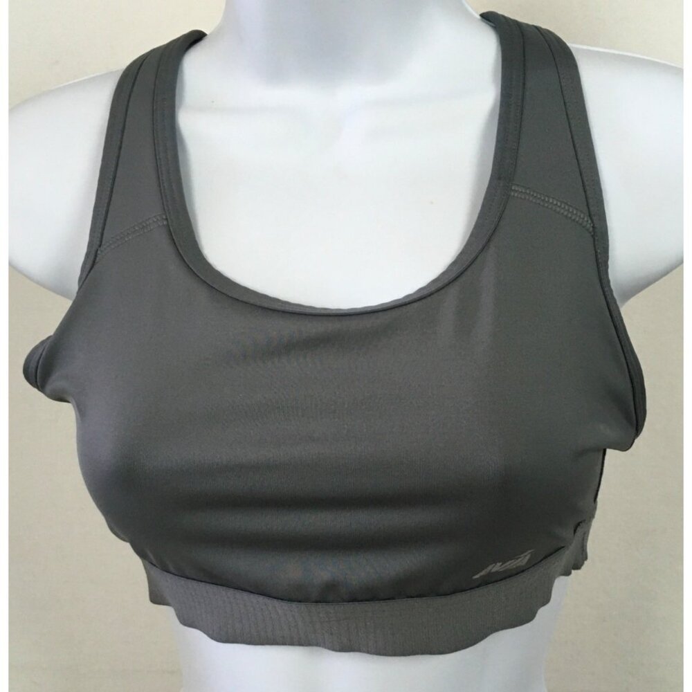 Avia Sports Bra Size M 2 Shades Gray Crisscross Back Wireless Unpadded Pull On